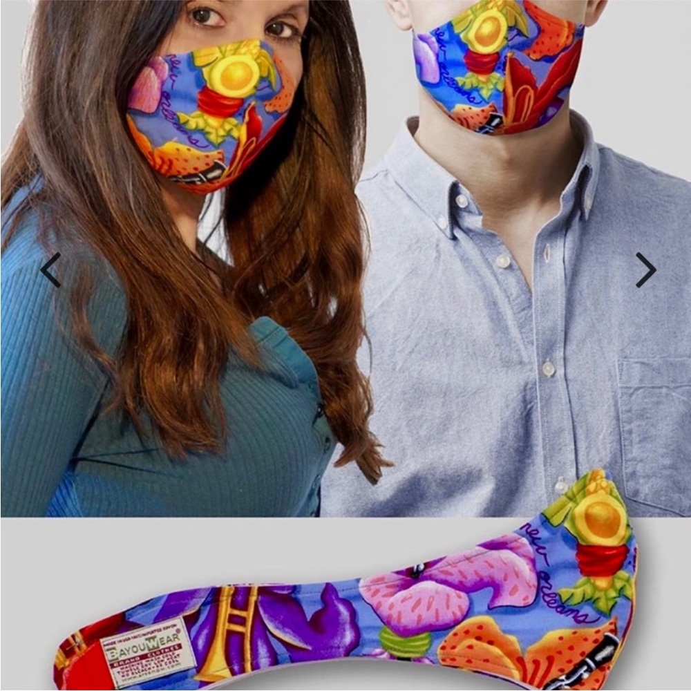 Bayou Wear Fleur De Jazz Face Mask - New in bag-‎ blue red